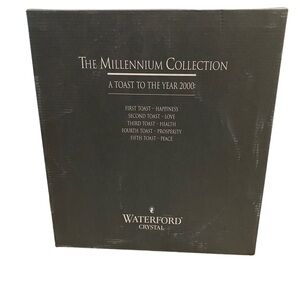 2 Waterford Crystal PEACE Toasting FLUTE Set+Box 2000 Millennium Collection